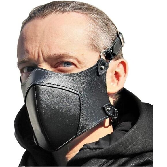 Sexy Steampunk Half-Face Halloween Cosplay PU Leather Mask Adjustable Motorcycle - Picture 2 of 6